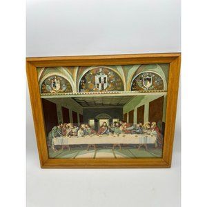 Vintage MCM Last Supper Jesus Paint by Number Framed Wall Art